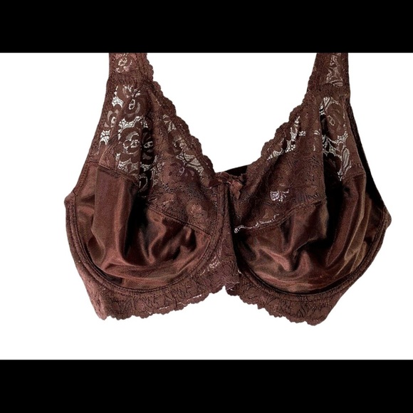 Pink K Dark Brown Soft Cup Underwire 42DD Lace Bra - Picture 1 of 4